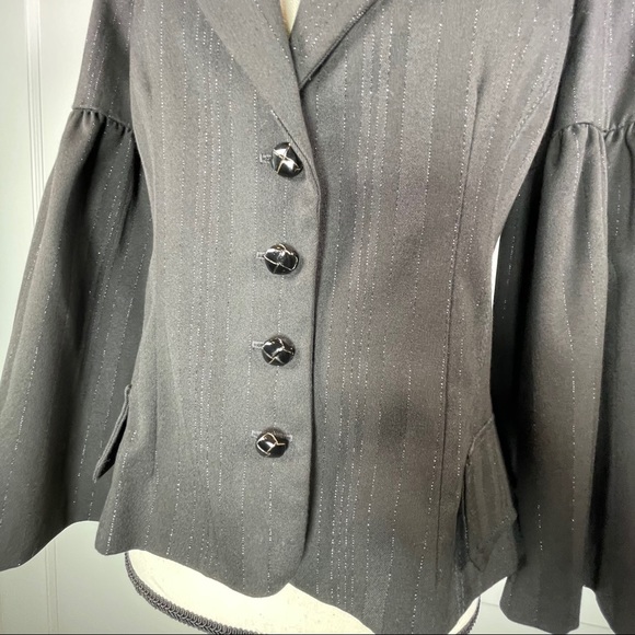 Poleci Metallic Pin-Stripe Jacket w/ Bell Sleeves - Picture 7 of 15